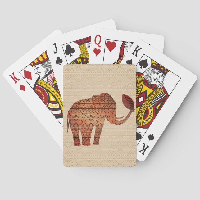 Jeu De Cartes Conception d'art tribal d'éléphant (dos)
