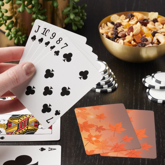 Jeu De Cartes Conception d'automne avec feuilles d'érable et eff (In Situ)