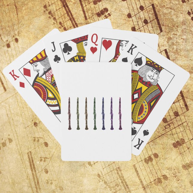 Jeu De Cartes Conception de clarinette arc-en-ciel pour musicien (A deck of playing cards with a rainbow lineup of clarinets)