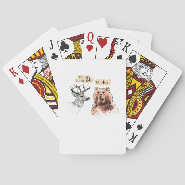 Jeu De Cartes Conception de faune drôle d'ours et de cerf en con (dos)