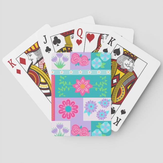 Jeu De Cartes Conception de fleurs vibrantes en fleurs (dos)