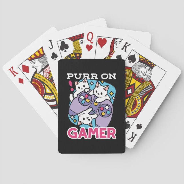 Jeu De Cartes Conception de gamer de chat - Purr sur Gamer Joyst (dos)