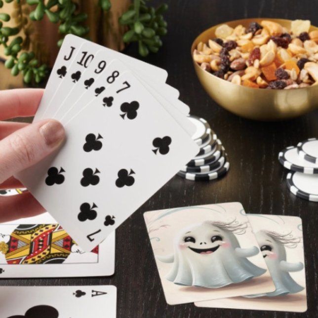 Jeu De Cartes Conception de Halloween d'ami fantomatique adorabl (Poker cards easy to shuffle, smooth card stock. Dimensions: 2.5" x 3.5”. 
)