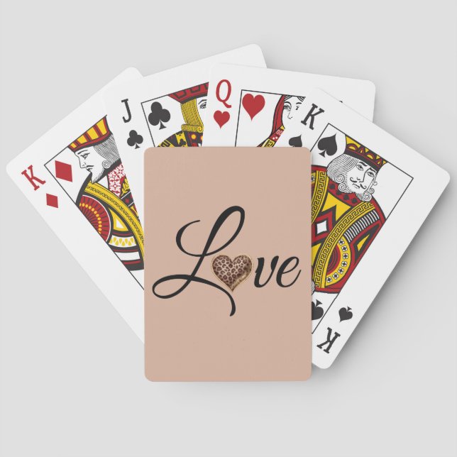 Jeu De Cartes Conception de l'amour du cœur léopard Glam (dos)