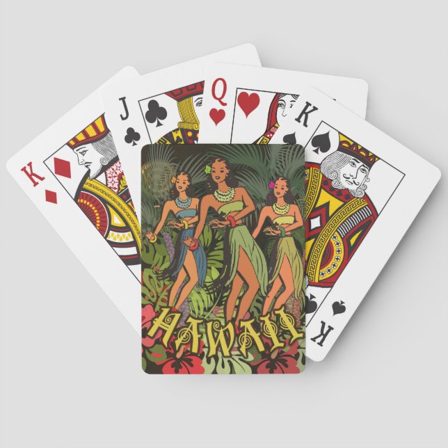 Jeu De Cartes Conception de l'art du palmier Hawaï Aloha Hula (dos)