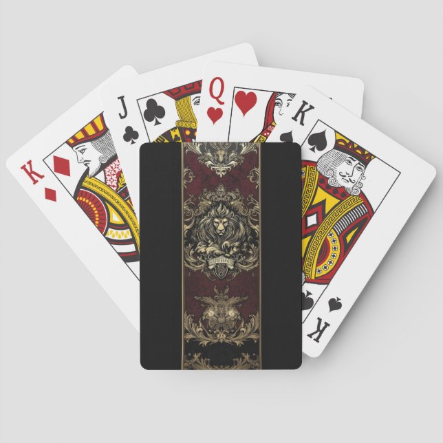 Jeu De Cartes Conception de Lion Or Orné (dos)