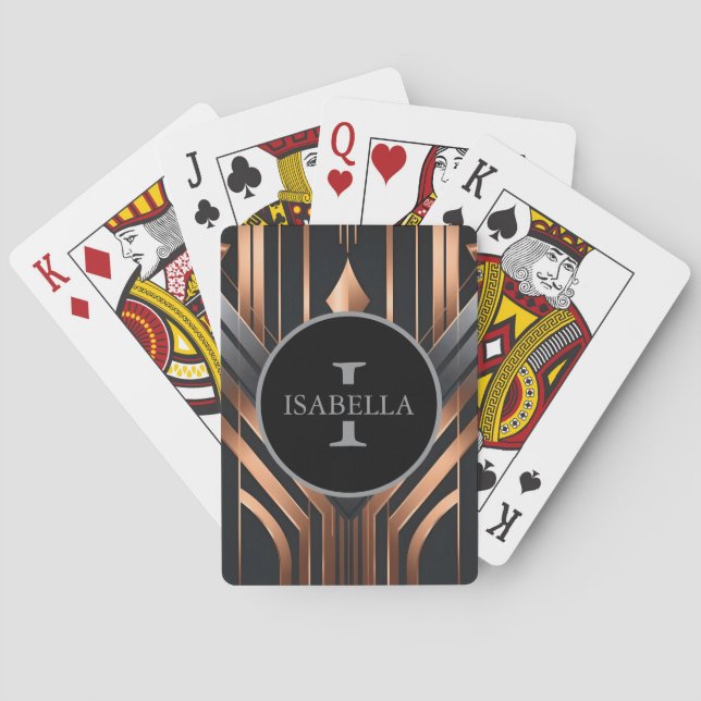 Jeu De Cartes Conception de nom en cercle monogramme Art Déco (dos)