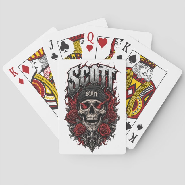 Jeu De Cartes Conception de nom personnalisé Scott Gothic Skull (dos)