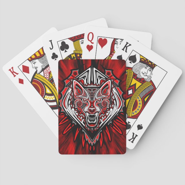 Jeu De Cartes Conception de totem tribal Haida de loup (dos)