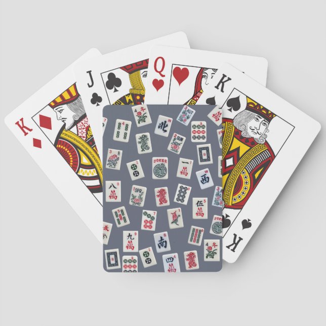 Jeu De Cartes conception de tuiles MahJongg sur fond bleu foncé (dos)