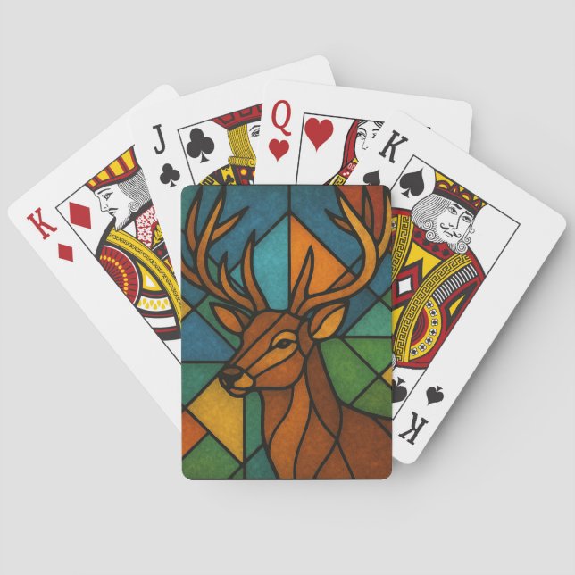 Jeu De Cartes Conception de verre teinté de style Tiffany Cerf V (dos)