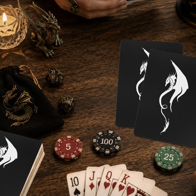 Jeu De Cartes Conception d'illustration de dragon tribal noir bl (Créateur téléchargé)