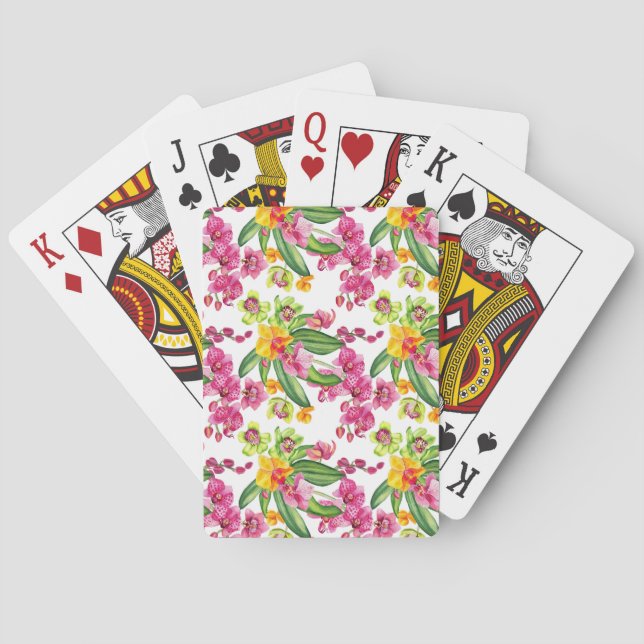 Jeu De Cartes Conception d'orchidées à l'aquarelle 18 (dos)