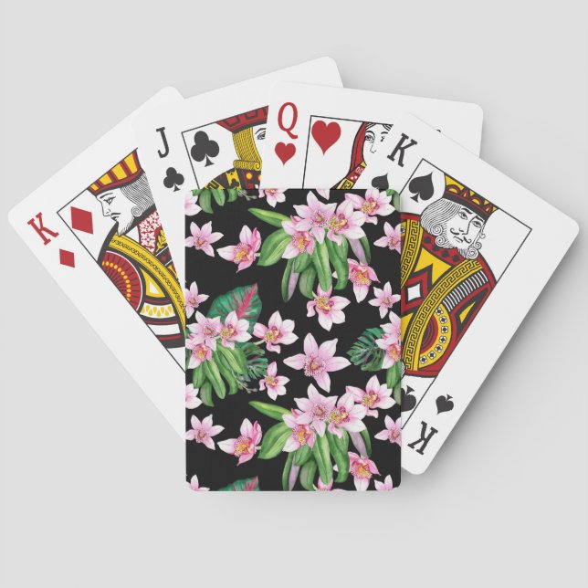 Jeu De Cartes Conception d'orchidées à l'aquarelle 27  (dos)