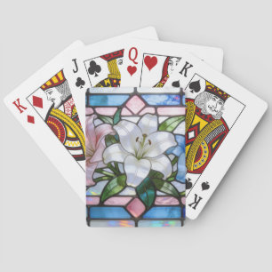 Jeu De Cartes Conception florale de lys en verre coloré élégant 