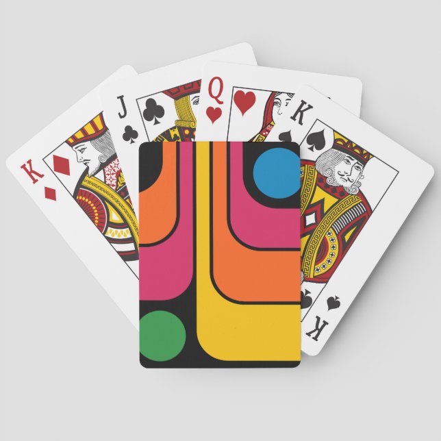 Jeu De Cartes Conception géométrique de style rétro années 70 Mo (dos)