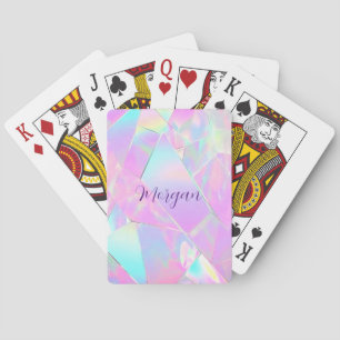 Jeu De Cartes Conception iridescente sarcelle et rose, nom en éc