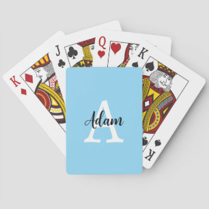 Jeu De Cartes Conception personnalisée de nom de monogramme bleu