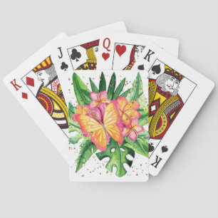 Jeu De Cartes Conception tropicale avec papillon et fleurs