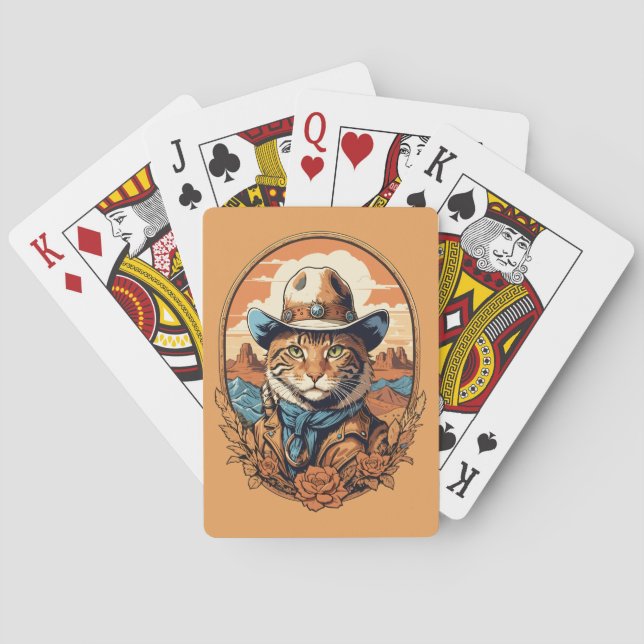 Jeu De Cartes Conception vintage de chats Cowboy (dos)