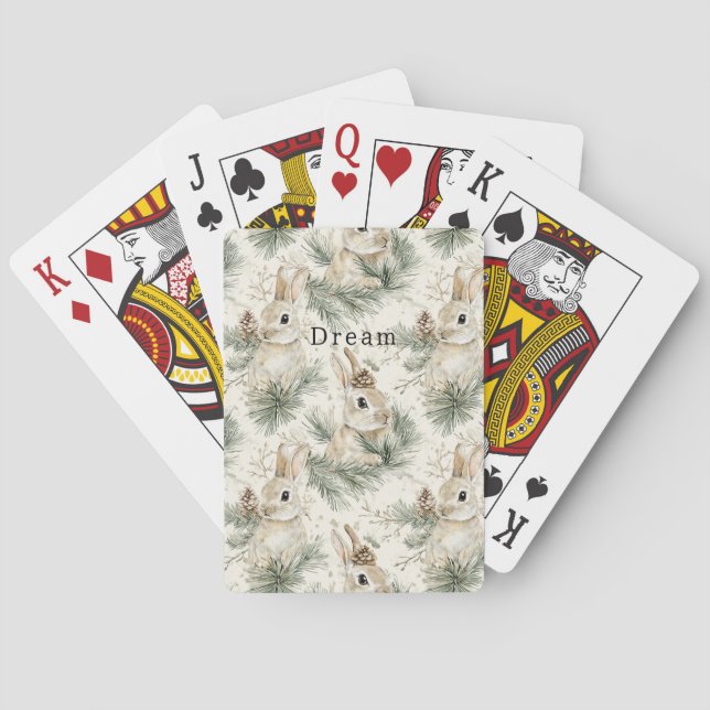 Jeu De Cartes Cônes de pin verts lapins lapins  (dos)