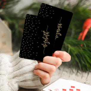 Jeu De Cartes Confettis de script élégant en or noir personnalis