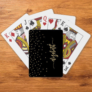 Jeu De Cartes Confettis de script élégant en or noir personnalis