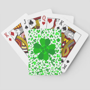 Jeu De Cartes Confettis motif trèfles chanceux de la Saint-Patri