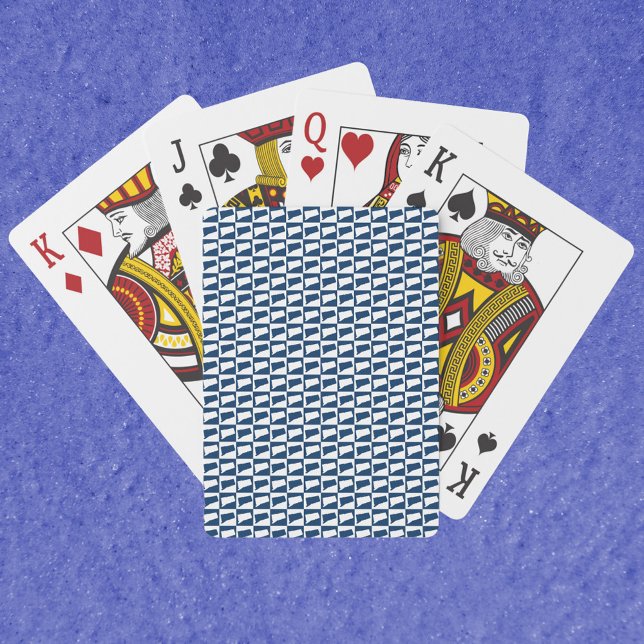 Jeu De Cartes Connecticut Grille État Bleu Blanc (A deck of playing cards with a pattern of Connecticut done in blue and white.)