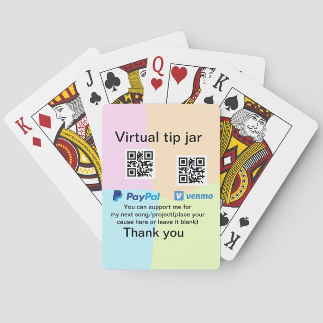 Jeu De Cartes Conseil virtuel jar q r code argent don PayPal ven (dos)