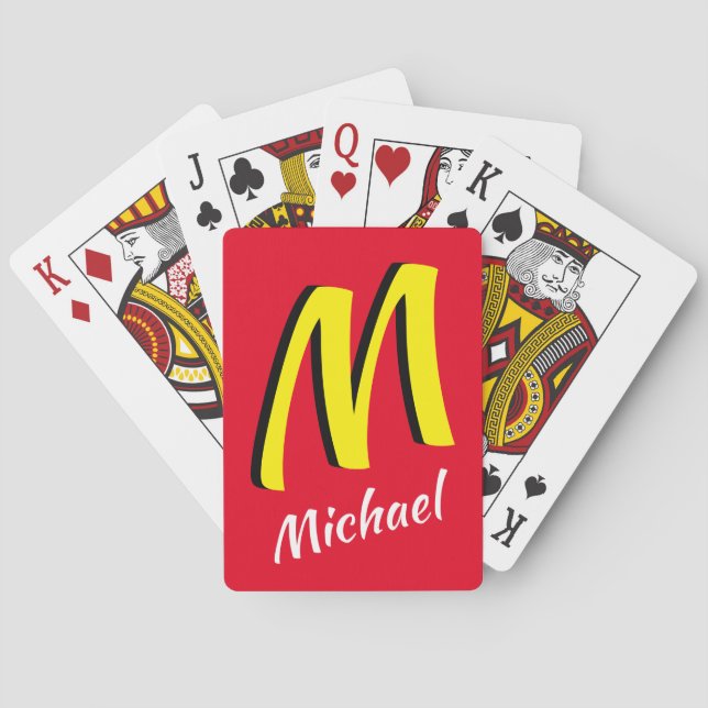 Jeu De Cartes Cool 3D Ombre rouge et jaune monogramme (dos)