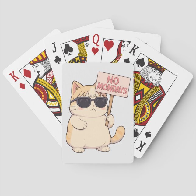 Jeu De Cartes Cool Cat No Mondays Aesthetic Meme (dos)