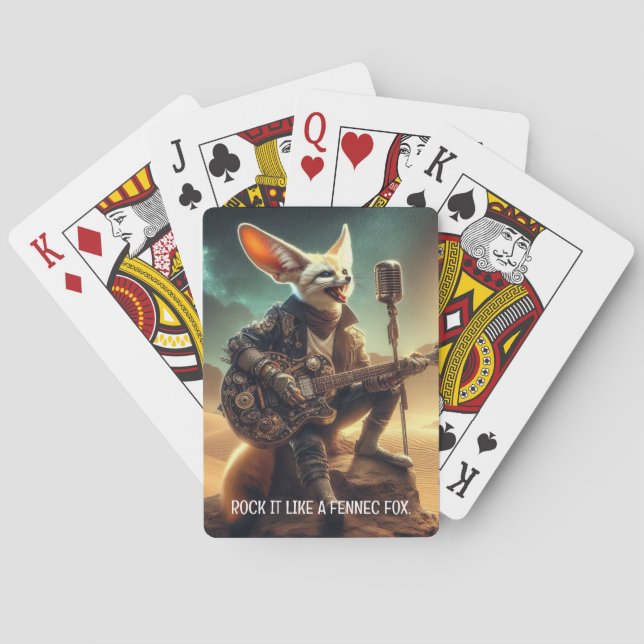 Jeu De Cartes Cool Fennec Fox Rocks Guitare acoustique dans le d (dos)