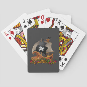 Jeu De Cartes Cool Halloween Voile Pirate Bateau Avec Trésor