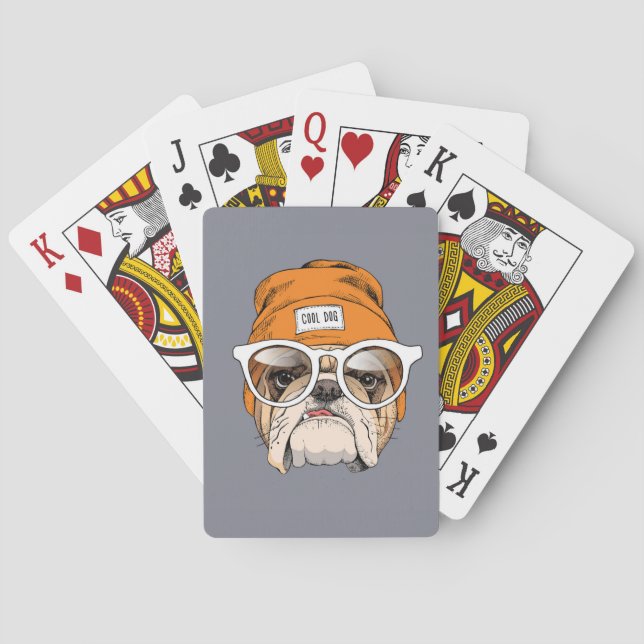 Jeu De Cartes Cool Hipster Bulldog (dos)