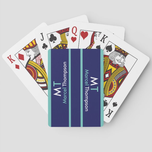 Jeu De Cartes Cool Moderne Bleu Élégant (dos)