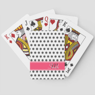 Jeu De Cartes Cool monogramme gris grand motif pois