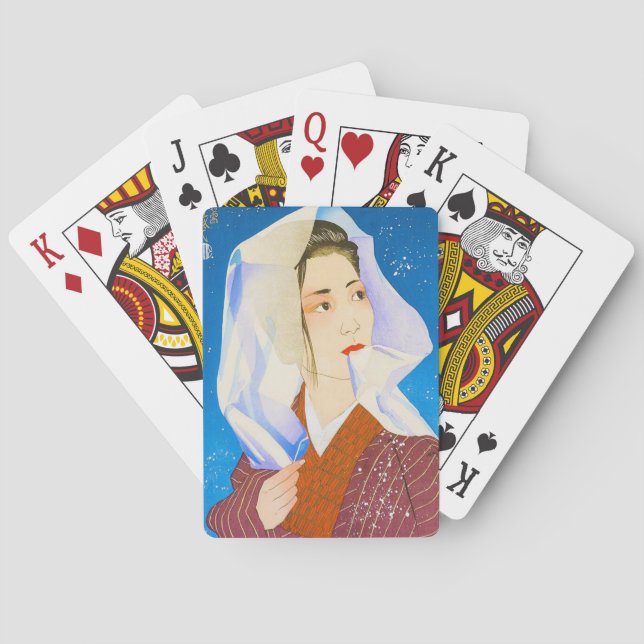 Jeu De Cartes Cool orientale classique japonaise dame avec tissu (dos)