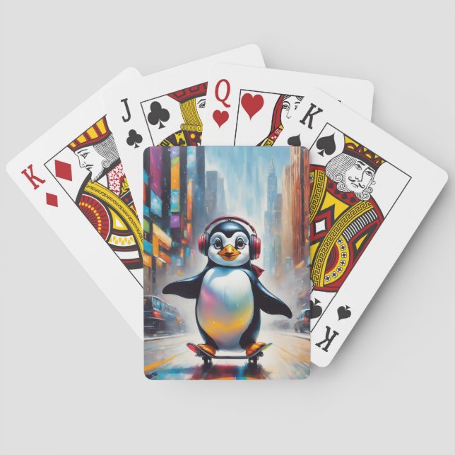 Jeu De Cartes Cool Peinture d'Art numérique de pingouin (dos)