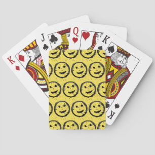 Jeu De Cartes Cool Sardé Joyeux visage souriant motif jaune