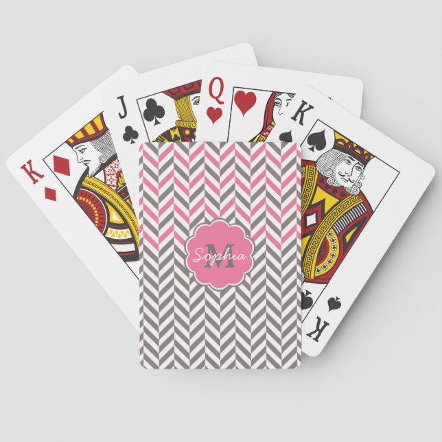 Jeu De Cartes Cool super tendance monogramme herringbone zigzag (dos)