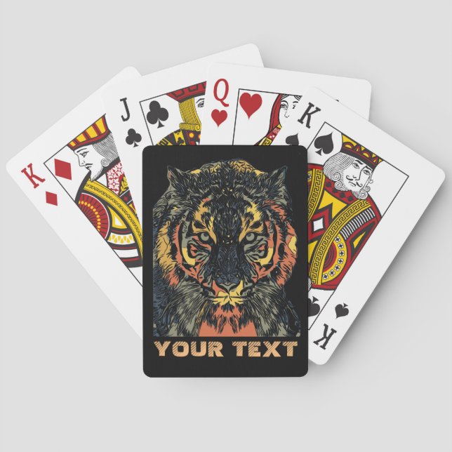 Jeu De Cartes Cool Tiger Face Art Add Your Own Text (dos)