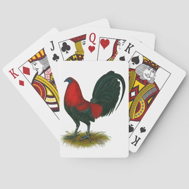 Jeu De Cartes Coq de combat américain :  Brun Rouge (dos)