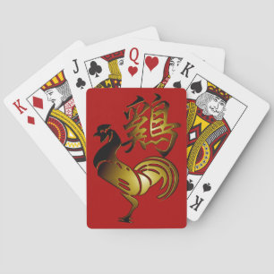 Jeu De Cartes Coq d'or Idéogramme chinois Zodiac PC d'anniversai