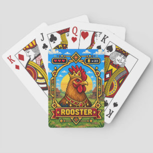 Jeu De Cartes Coq Rétro en Pixel Art 8-Bit