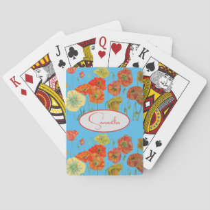 Jeu De Cartes Coquelicot orange rouge Poppies floral Filles Nom 