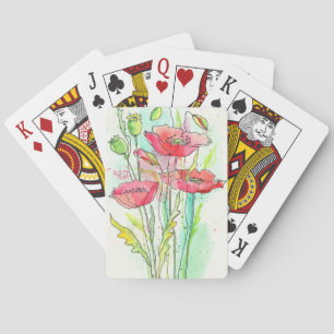 Jeu De Cartes Coquelicots aquarelles peints