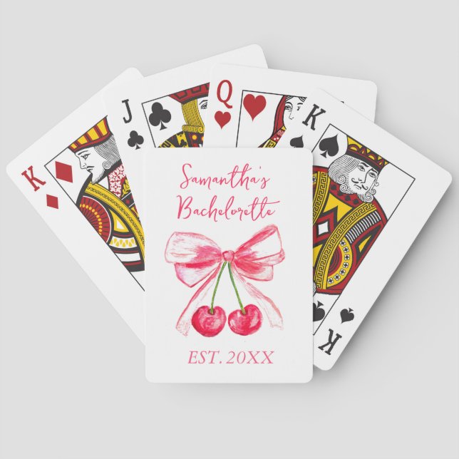 Jeu De Cartes Coquette Pink Bow Cerise Bachelorette Party (dos)