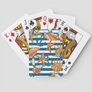 Jeu De Cartes Coquillages Et Motif De Ancre