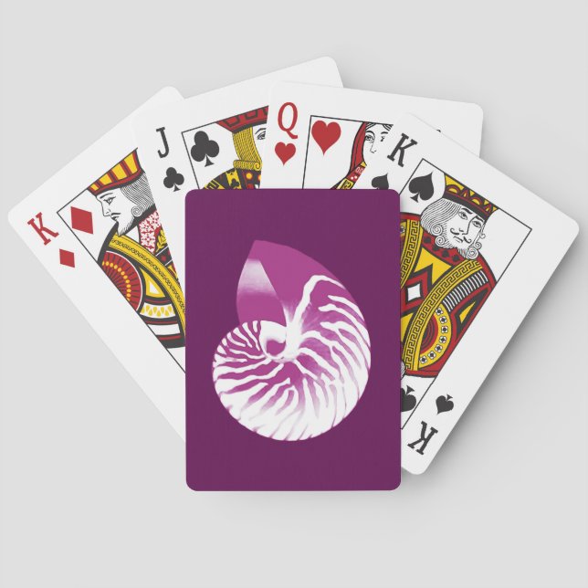 Jeu De Cartes Coquille de Nautilus - aubergine violet et blanc (dos)